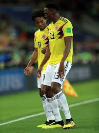 Assisted by luis muriel with a cross. Yerry Mina Of Colombia Celebrates With Teammate Juan Cuadrado After Scoring A Goal To Make It 11 During The 2018 Fifa Juan Cuadrado Fifa World Cup Celebrities