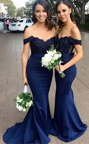 Classic Off The Shoulder Mermaid Long Navy Blue Bridesmaid Dress Evenin Mermaid Long Bridesmaid Dresses Navy Blue Bridesmaid Dresses Mermaid Bridesmaid Dresses