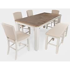 Tuck a round table with a pedestal base into a corner for a snug eating area. Jofran Dana Point 6 Piece Counter Height Table And Chair Set With Bench Value City Furniture Table Chair Set With Bench
