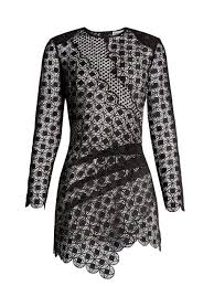 Black And White Self Portrait Dress Self Portrait Strike Asymmetric Dot Guipure Lace Mini Dress In Black Modesens Pleated Mini Dress Lace Dress With Sleeves Mini Dress