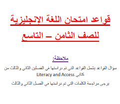 اللغة الإنجليزية شرح Grammar للصف الثامن التاسع ملفاتي