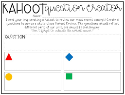 Kahoot Creator Worksheet