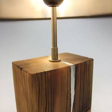 Reclaimed Wood Beam Table Lamp Metal Inlay Touch Base Custom Etsy In 2020 Reclaimed Wood Beams Black Lampshade Table Lamp Wood