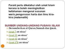 Terdapat cara pengiraan yang berbeza di dalam hukum faraid. Pembahagian Harta Pusaka Bagi Simati Berugama Islam Faraid
