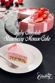 Ruby Chocolate Strawberry Mousse Cake Recipe Desserts Mousse Cake Food