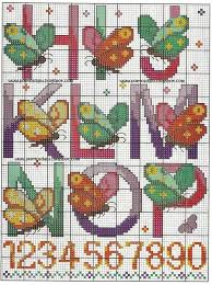 Cross Stitch Butterfly Alphabet Part 2 Color Chart On