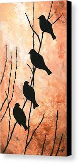 Silhouette Bird Paintings On Canvas Night Birds 004 Canvas Print Canvas Art By Edit Voros In 2020 Art Painting Night Painting Canvas Painting