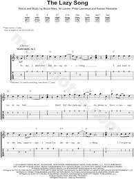 Once you have the basics down, there are plenty of easy to play guitar solos from famous songs you can learn. Bruno Mars The Lazy Song Guitar Tab In C Major Download Print Sku Mn0095009