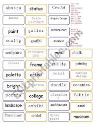 art vocabulary esl worksheet by katiejlm