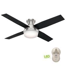 Hunter Dempsey 52 In Low Profile Led Indoor Brushed Nickel Ceiling Fan With Light With Remote Control Ceiling Fan Brushed Nickel Ceiling Fan Bronze Ceiling Fan