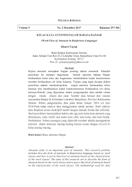 (si udin melamun seperti orang yang bingung). Pdf Kelas Kata Antonim Dalam Bahasa Banjar