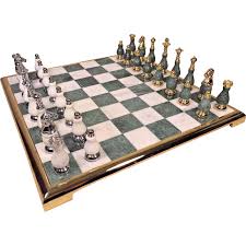 Vintage Marble And Onyx Chess Set With Board In Original Box Found At Www Rubylane Com Vintagebeginshere Chess Set Chess Board Antiques