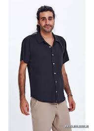 Keten Gomlek Klasik Yaka Cep Detayli Kisa Kollu Keten Siyah Erkek Gomlek 98 00 Gomlek Erkek Gomlek Giyim