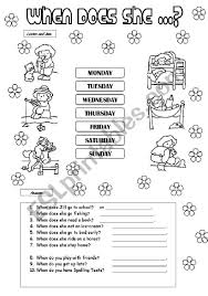 days of the week listening activity 1 2 esl worksheet by fabiola salinas