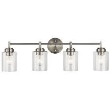 Bonlicht 3 lights bathroom vanity light fixture brushed nickel sconces wall lighting contemporary interior wall lamp with. The Gray Barn Saffron 4 Light Brushed Nickel Bath Vanity Light Brushed Nickel On Sale Overstock 19555670