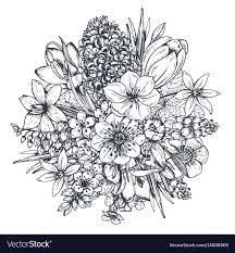 Floral Composition Bouquet With Spring Flowers Vector Image On Vectorstock Floral Drawing Flower Collage Collage Drawing