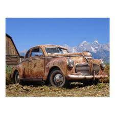 Cool Rusty Old Vintage Barn Find Car Postcard Zazzle Com In 2021 Barn Find Cars Diecast Cars Barn Finds