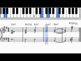 jazz piano sad chord progression em7 bm7 e em7 am7