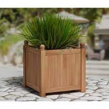 Natural Teak Outdoor Planter Tk8107 The Home Depot Cedar Planter Box Wine Barrel Planter Planters