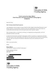 Email received by Eileen Milner Chief Executive, Education and Skills  Funding Agency 01/08/2018