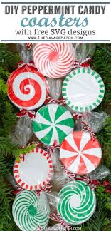 Cut out letters spelling a christmas greeting, and secure them to the containers with tape. Diy Peppermint Candy Coasters Candy Decorations Diy Peppermint Candy Crafts Candy Crafts
