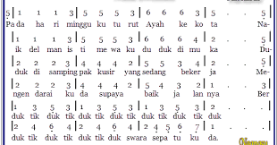 Not Angka Pianika Lagu Naik Delman - not lagu angka pianika