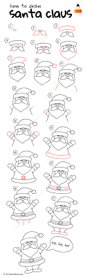 It is best to draw while watching this video, or using the pictures to learn. How To Draw Santa Claus