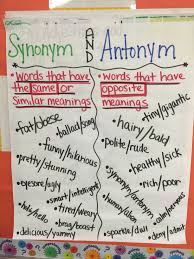 synonym and antonym anchor chart synonyms anchor chart