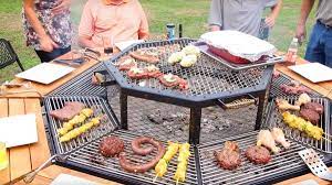 This Incredible Octagon Grilling Table Allows Everyone To Cook Their Own Meal Grill Table Bbq Table Backyard Grilling
