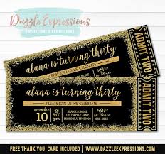 Black And Gold 21st Birthday Invitations Printable Black And Gold Glitter Ticket Birthday Invitation Glamour Event Elegant Invite Sweet 16 13 21st 18th 30th 40th Ticket Invitation Birthday Prom Tickets Ticket Invitation