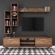 Rani A5 Duvar Rafli Kitaplikli Tv Unitesi Duvara Monte Dolapli Modern Ayakli Tv Sehpasi Ceviz M16 2020 Tasarim Oda Mobilya Ev Ic Tasarimi