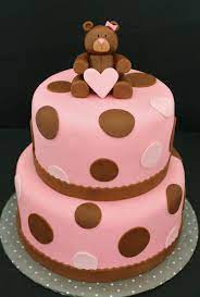 Baby Shower Cake Pink And Brown Polka Dot Pink Baby Shower Cake Baby Shower Cakes Shower Cakes