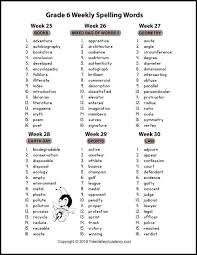 Grade 6 Spelling Words 6th Grade Spelling Words Grade Spelling Spelling Words List