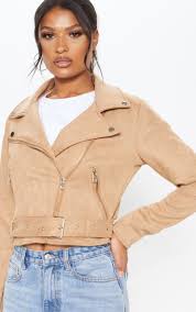 Invest in the signature suede harrington jacket for timeless style that refuses to age. Camel Faux Suede Biker Jacket Prettylittlething