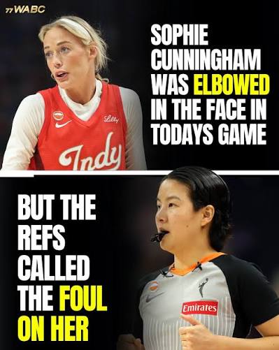 Sophie Cunningham was called for a foul...after TAKING an elbow to the face  during today's game Photo via Reuters