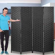 How to anchor freestanding yard privacy screens. Amazon Com Room Dividers And Folding Privacy Screens 4 Panel 6 Ft Foldable Portable Room Seperating Divider Handwork Wood Mesh Woven Design Room Divider Wall Room Partitions And Dividers Freestanding Black