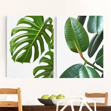 leinwandbild 2 teilig monstera und gummibaum hoch 4 3 pflanzenblatter blumen wand blumen wandbild