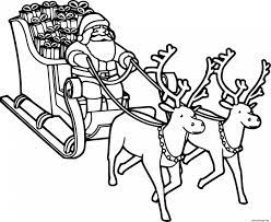 Coloriage Pere Noel Avec Traineau Et Ses Rennes Au Nez Rouge Jecolorie Com