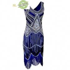 1920s Gastby Inspired Sequined Embellished Fringed Flapper Dress Cocktail Dress Vintage Cocktail Evening Dresses Evening Dress Collection