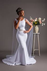 Ivory Fishtail Wedding Dress With Cape Mermaid Wedding Dress Cape Mermaid Wedding Dress Custom Mad Cape Wedding Dress Fishtail Wedding Dress Wedding Dresses