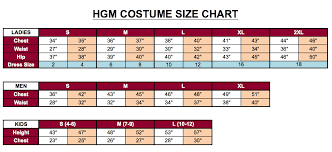 Costume Size Chart Hgm