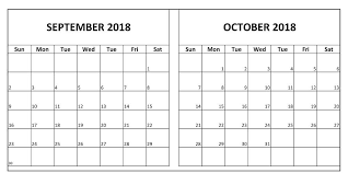 Printable Calendar September October 2018 In 2020 2018 Calendar Template October Calendar Calendar Template