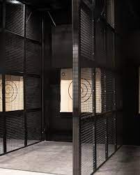 Steel Axe Throwing Cage With Decorative Mesh Powder Coated Finish Fabricated And Installed By Our Team For The Metal Fabrication Custom Metal Decorative Mesh