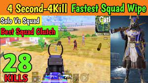 Kills 4 Enemies In 4 Second Pubg Mobile Fastest Squad Clutch Pubg Mobi Enemy Squad Wipes
