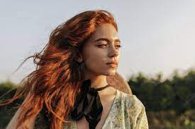 Premium Photo | Portrait Of Charming Girl With Bright Ginger Hair, Lovely  Freckles And Dark Bandage On Neck Looking Away And Posing Outdoor