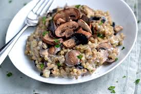 Buckwheat Risotto With Mushrooms Hazelnut Cream Skip Salt And Use Water Instead Of Oil Buckwheat Recipes Whole Food Recipes Stuffed Mushrooms