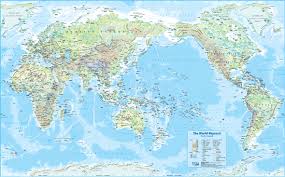 How is the size of the world represented on a map? Pacific Centred World Physical Wall Map By Hema Maps Mapsales Com