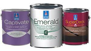 From left to right, we're peering into the cans of 3 colours: Sherwin Williams Interior Exterior Paint And Coatings