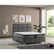 It includes two nightstands and one bed, all made from a blend of solid and engineered wood in a neutral hue. Vonder Modern Bedroom Set King Size 200 200 Foundation Headboard Mattress Overstock 32700669