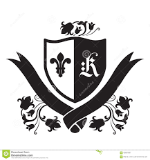 Coat Of Arms Shield With Fleur De Lys K Letter And Flowers Stock Illustration Illustration Of Insignia Badge 65851887